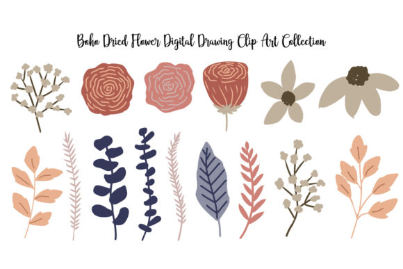 Boho Flower Spring Watercolor Illustrations for Crafting & Cricut Projects