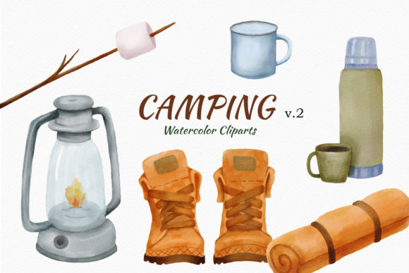 Camping Watercolor Marshmallow Clipart: Illustrations That Bring Cozy Outdoor Vibes to Branding