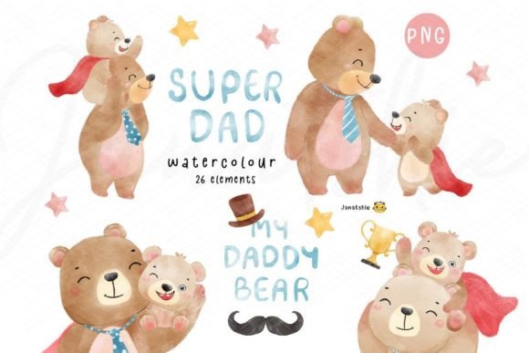 Dad Watercolor Clipart for Father’s Day Illustrations