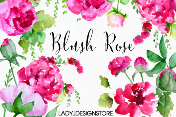 Elegant Hand Painted Watercolour Rose Clipart for Local Brand Illustrations