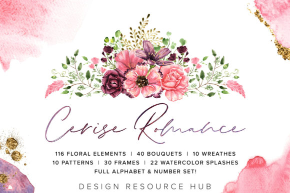 Floral Watercolor Pack Cerise Romance: A Designer’s Review for Real Client Projects