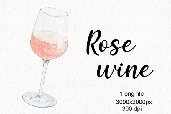 Rose Wine Glass Watercolor Image PNG for Creative Sellers