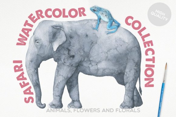 Safari Watercolor Collection: Whimsical Illustrations for Crafters & Etsy Sellers