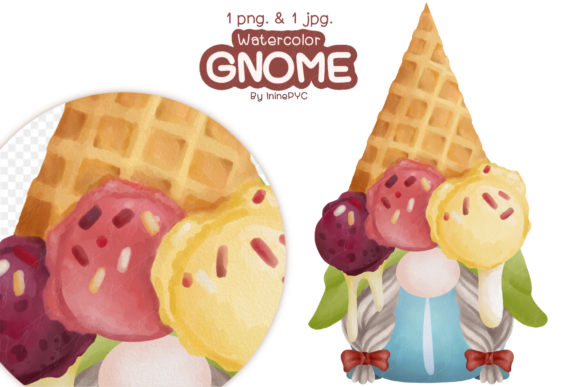 SWEETS GNOME Watercolor Illustrations for Crafty Projects