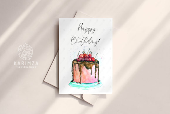 Watercolor Birthday Card Illustrations for Blog & Editorial Design