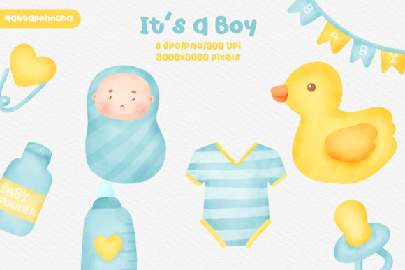 Watercolor Cute Baby Shower Clipart: A Fresh Illustration for Lifestyle Blogs and Editorial Content