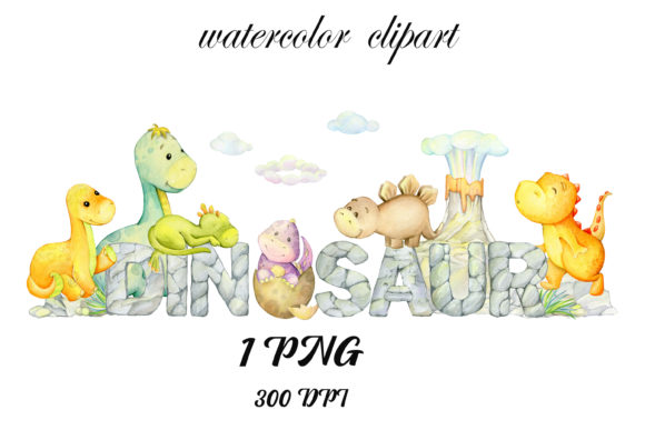 Watercolor Dinosaurs Clipart: A Fresh Design Asset for Playful Branding