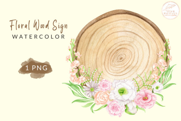 Watercolor Floral Wood Slice PNG Clipart Review