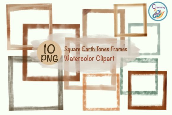 Watercolor Frames Square Earth Tone Illustrations for Real Crafting Magic