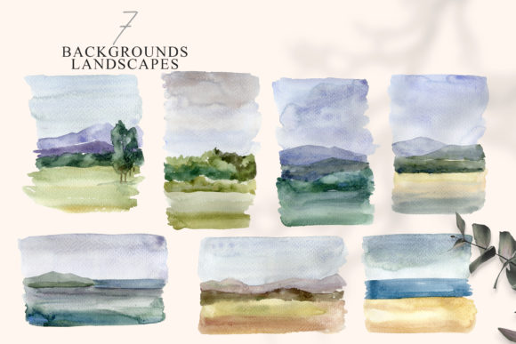 Watercolor Landscape Backgrounds for Editorial & Web Design