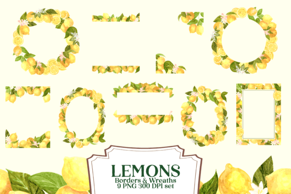 Watercolor Lemon Borders and Wreaths: Fresh Illustrations for Lifestyle Brands and Content Creators