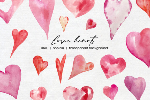 Watercolor Love Hearts Valentine Day Illustrations: A Designer’s Take on Real Business Branding