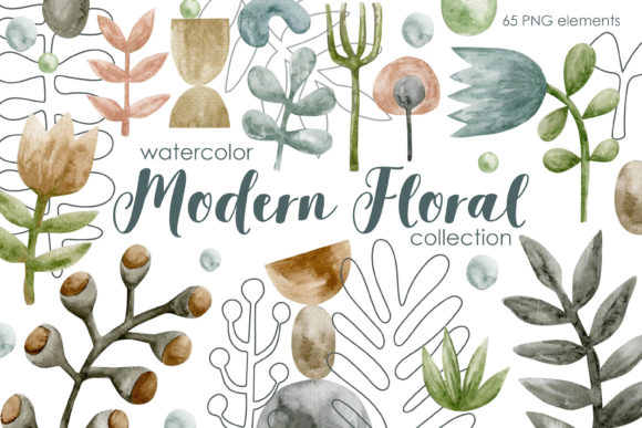 Watercolor Modern Floral Illustrations for Local Branding
