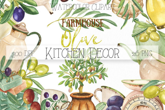Watercolor Olive Kitchen Decor Clipart Review