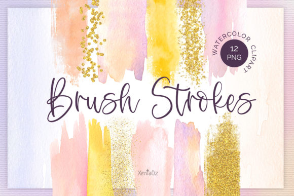 Watercolor Pink and Gold Brush Strokes: Elegant Illustrations for Modern Branding