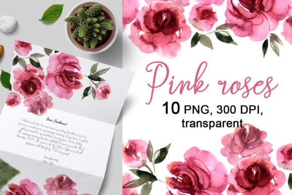 Watercolor Pink Roses Clipart PNG: A Soft, Elegant Illustration for Handmade Crafters