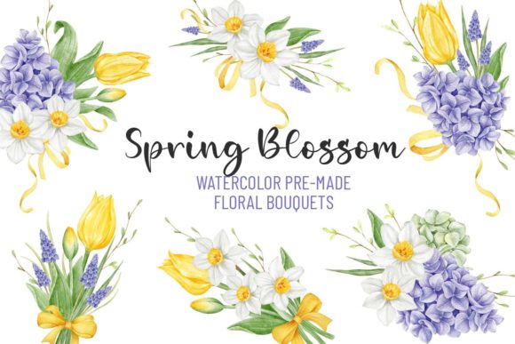 Watercolor Spring Floral Bouquets Set Review