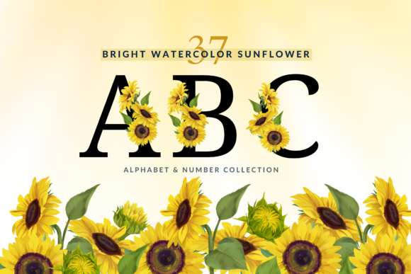 Watercolor Sunflower Alphabet Number: A Fresh Illustration for Lifestyle Branding