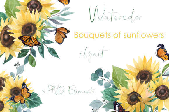 Watercolor Sunflower Clipart. Butterfly – A Fresh Illustration for Lifestyle Branding