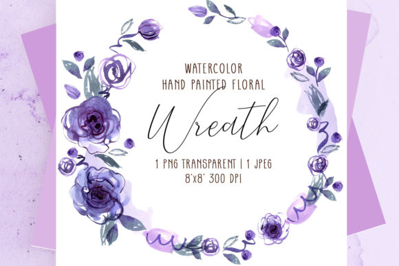 Watercolor Wreath with Purple Roses: A Soft, Elegant Illustration for Local Branding