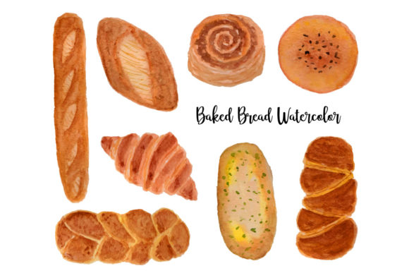 Yummy Baked Bread Watercolor Collection – Fresh Illustrations for Food-Focused Branding